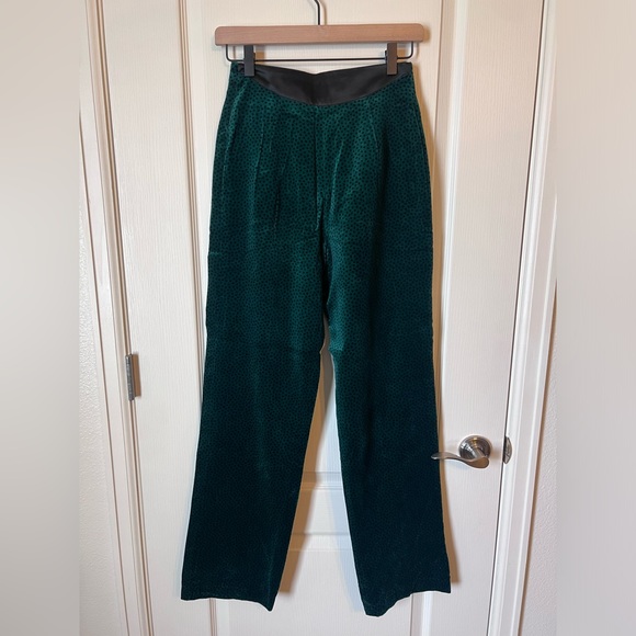 VINTAGE Escada by Margaretha Ley Green Velvet Pants Luxury Brand - Picture 6 of 8